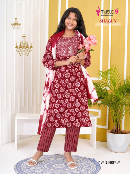 Shagun Vol 2 Mystic 9 Rayon Girls Readymade Pant Suits Manufacturer Ahmedabad