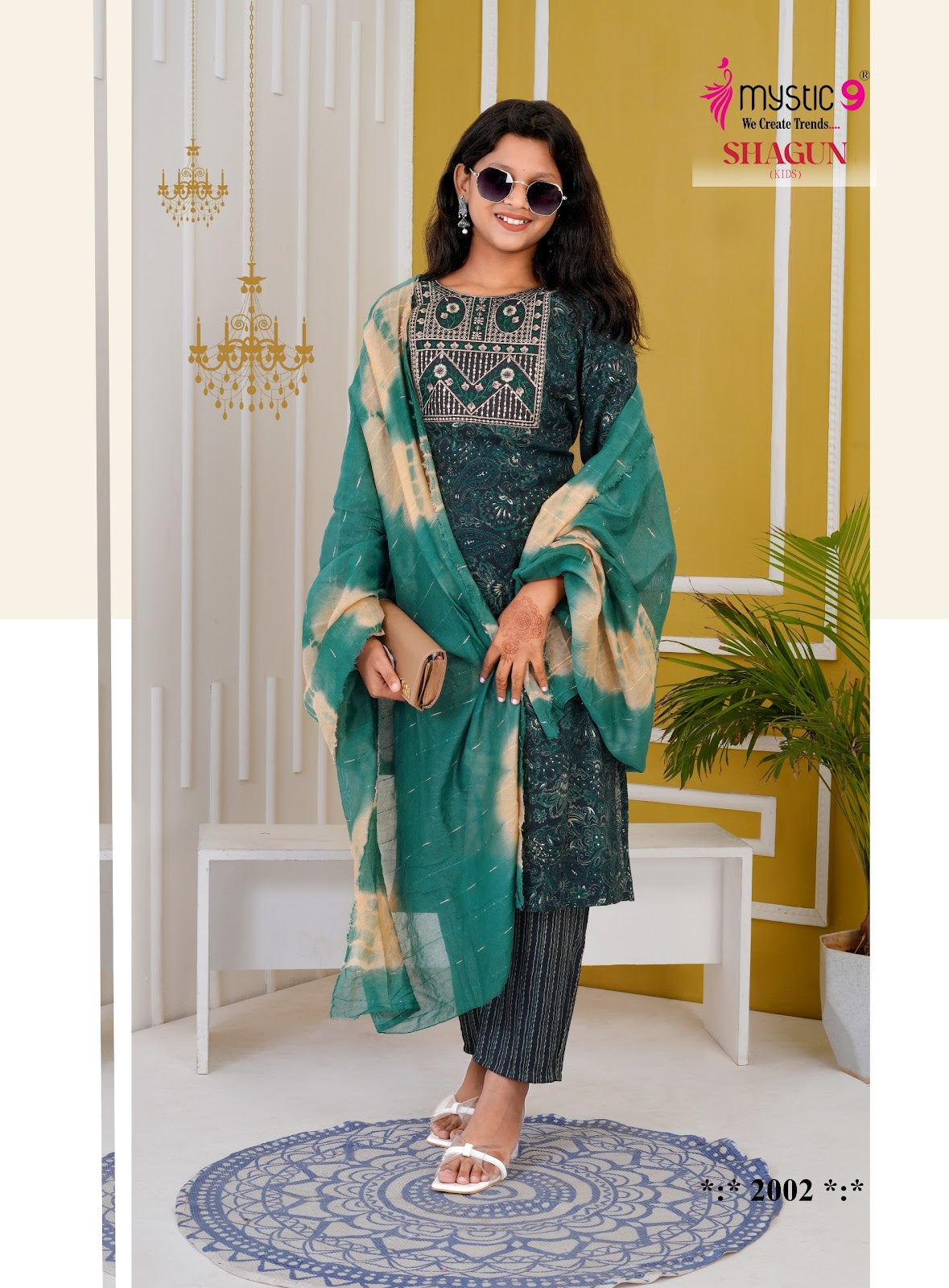 Shagun Vol 2 Mystic 9 Rayon Girls Readymade Pant Suits Manufacturer Ahmedabad