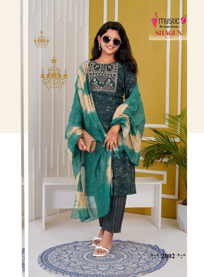 Shagun Vol 2 Mystic 9 Rayon Girls Readymade Pant Suits Manufacturer Ahmedabad
