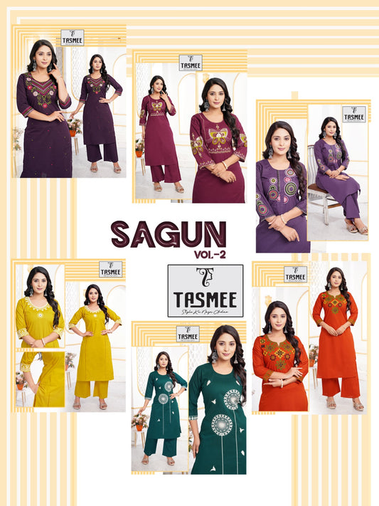 Shagun Vol 2 Tasmee Dhabu Cotton Kurti Plazzo Set Manufacturer India
