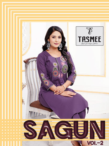 Shagun Vol 2 Tasmee Dhabu Cotton Kurti Plazzo Set Manufacturer India