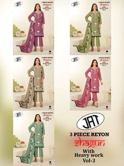 Shagun Vol 3 Jay Ambe Rayon Pant Style Suits Supplier India