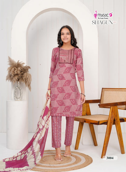 Shagun Vol 3 Mystic 9 Rayon Capsule Girls Readymade Pant Suits Supplier India