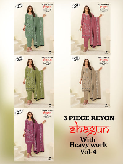 Shagun Vol 4 Jay Ambe Rayon Pant Style Suits Manufacturer India