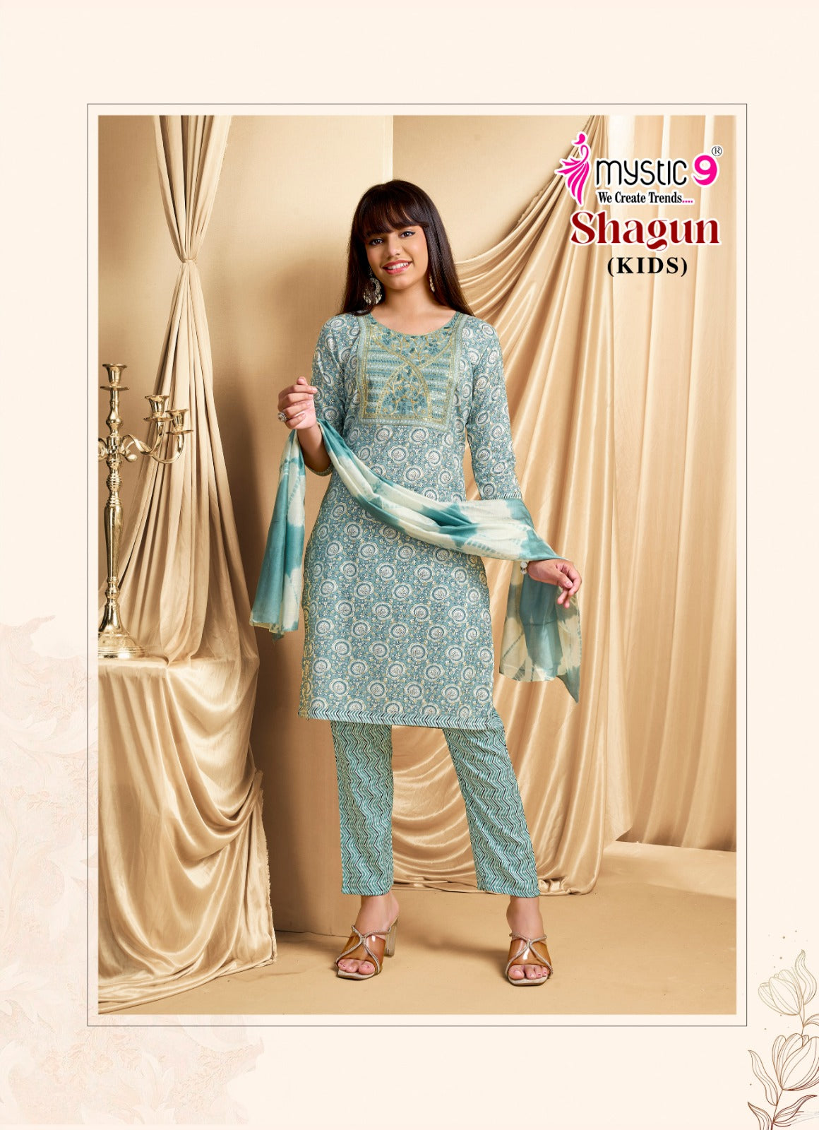 Shagun Vol 5 Mystic 9 Rayon Girls Readymade Pant Suits Manufacturer India