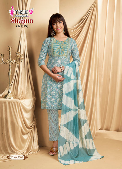 Shagun Vol 5 Mystic 9 Rayon Girls Readymade Pant Suits Manufacturer India