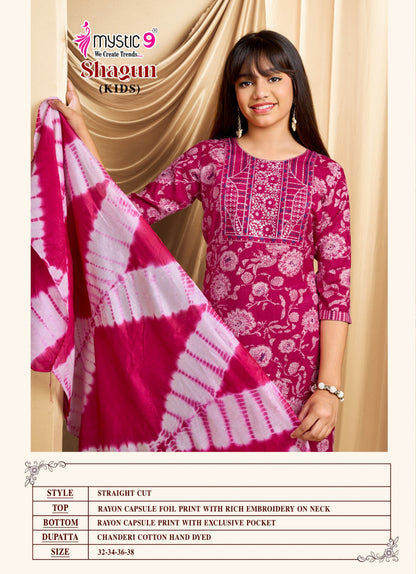 Shagun Vol 5 Mystic 9 Rayon Girls Readymade Pant Suits Manufacturer India