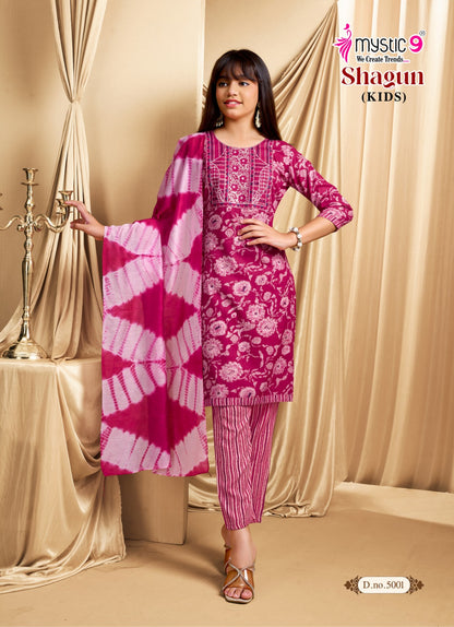 Shagun Vol 5 Mystic 9 Rayon Girls Readymade Pant Suits Manufacturer India