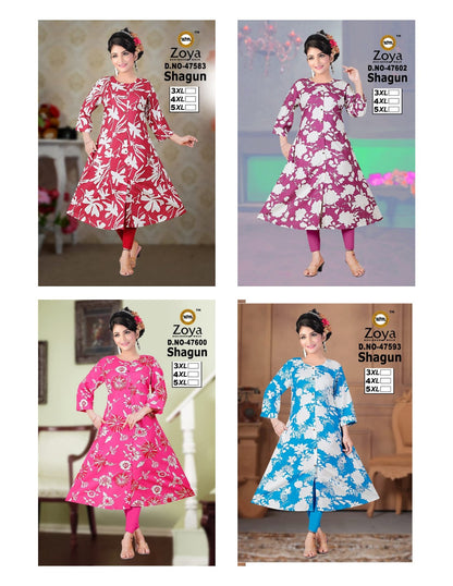 Shagun Zoya Rayon Plus Size Kurtis Manufacturer Gujarat