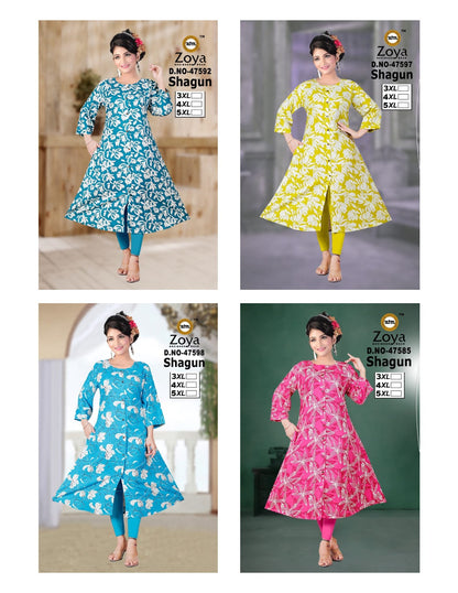 Shagun Zoya Rayon Plus Size Kurtis Manufacturer Gujarat
