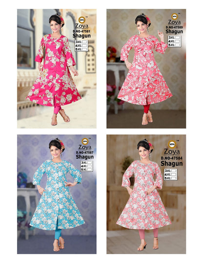Shagun Zoya Rayon Plus Size Kurtis Manufacturer Gujarat