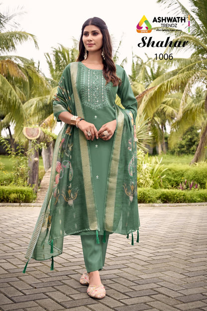 Shahar Ashwath Roman Silk Readymade Pant Style Suits Exporter India