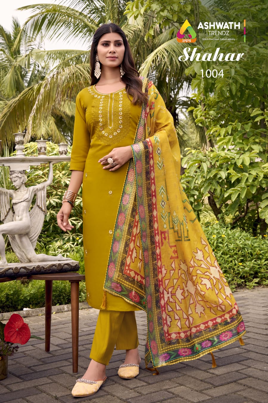 Shahar Ashwath Roman Silk Readymade Pant Style Suits Exporter India