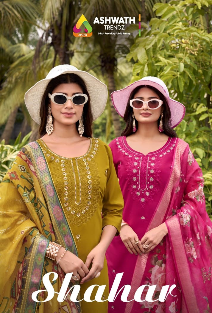 Shahar Ashwath Roman Silk Readymade Pant Style Suits Exporter India