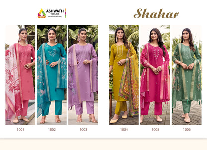 Shahar Ashwath Roman Silk Readymade Pant Style Suits Exporter India