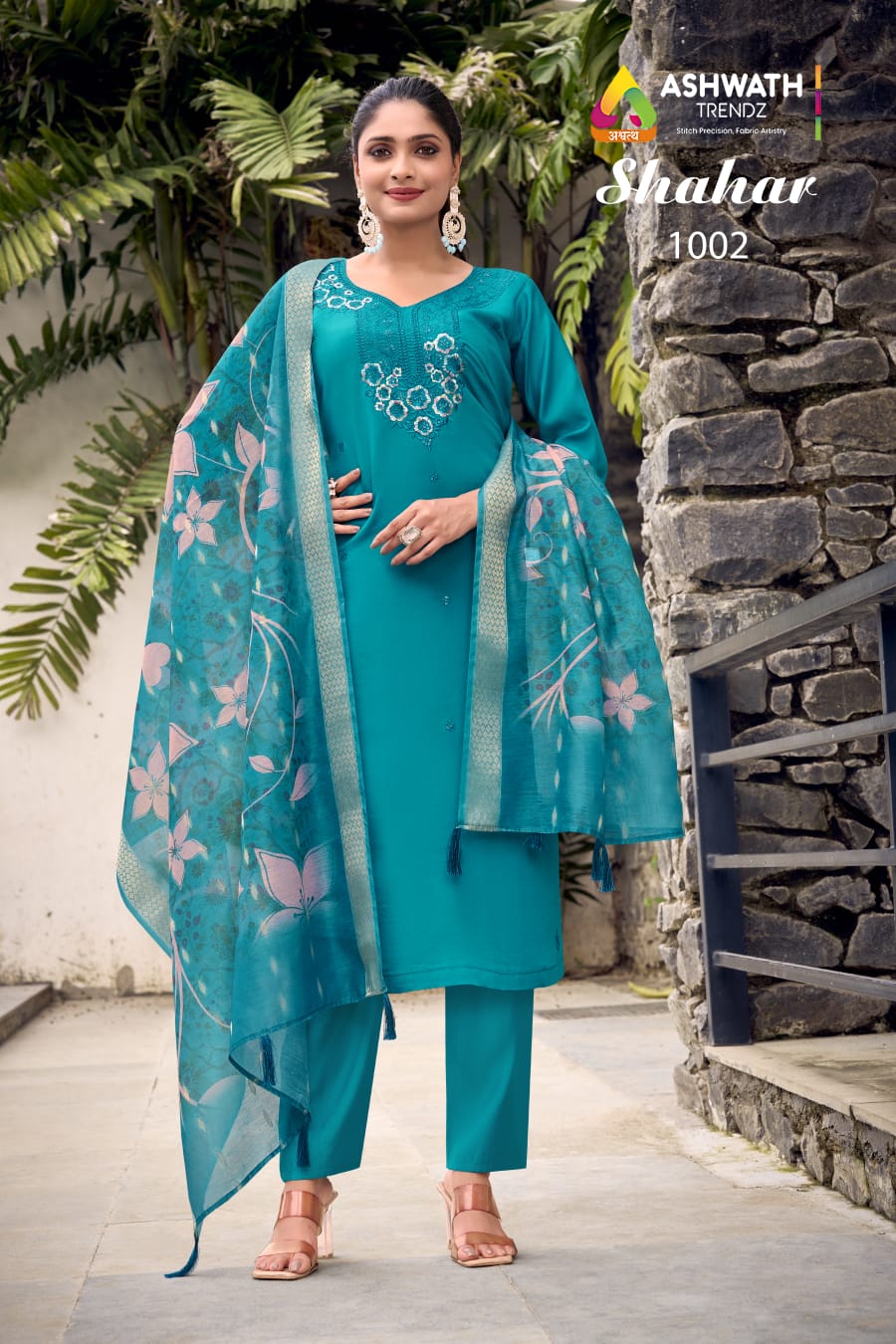 Shahar Ashwath Roman Silk Readymade Pant Style Suits Exporter India