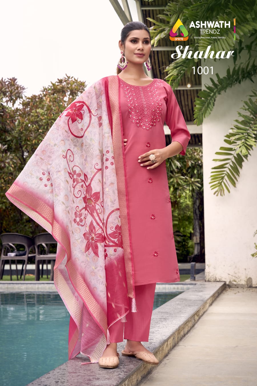 Shahar Ashwath Roman Silk Readymade Pant Style Suits Exporter India