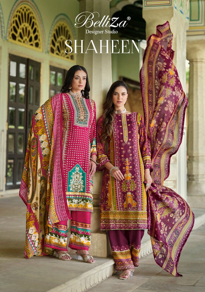 Shaheen Belliza Designer Studio Viscose Rayon Karachi Salwar Suits Wholesale Rate