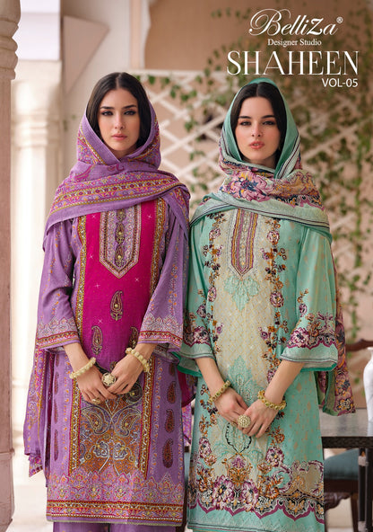 Shaheen Vol 5 Belliza Designer Studio Viscose Rayon Karachi Readymade Suits Wholesaler