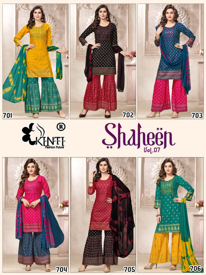 Shaheen Vol 7 Kinti Heavy Rayon Readymade Sharara Suits Supplier Gujarat