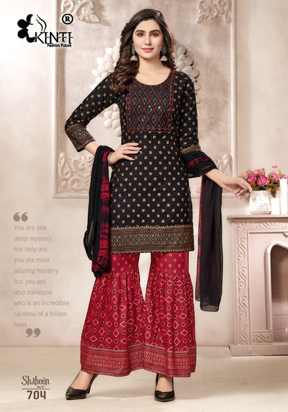 Shaheen Vol 7 Kinti Heavy Rayon Readymade Sharara Suits Supplier Gujarat