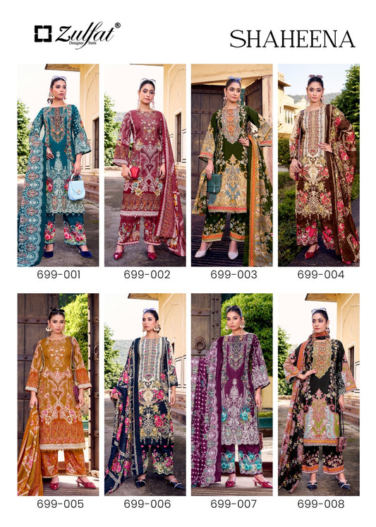 Shaheena Zulfat Designer Rayon Pakistani Salwar Suits Wholesaler