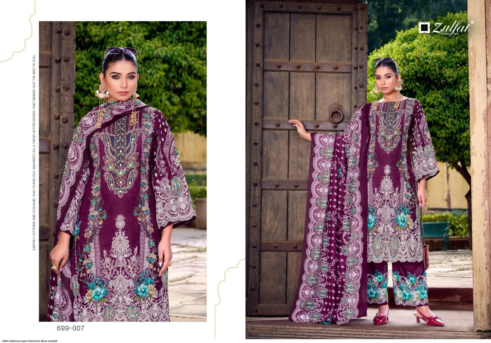 Shaheena Zulfat Designer Rayon Pakistani Salwar Suits Wholesaler