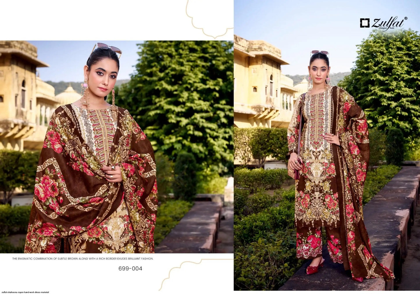 Shaheena Zulfat Designer Rayon Pakistani Salwar Suits Wholesaler