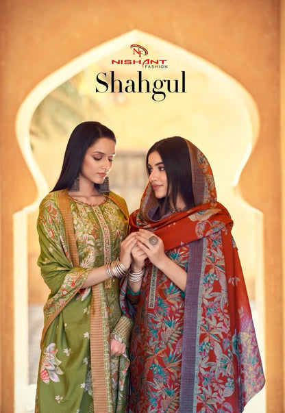 Shahgul Nishant Fashion Muslin Silk Pant Style Suits Supplier Gujarat
