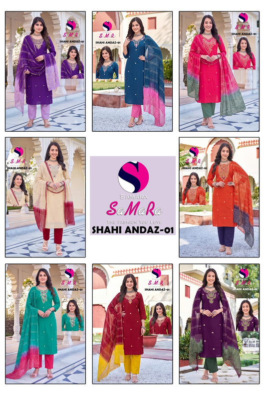 Shahi Andaz 01 Samara Vertican Readymade Pant Style Suits Wholesaler