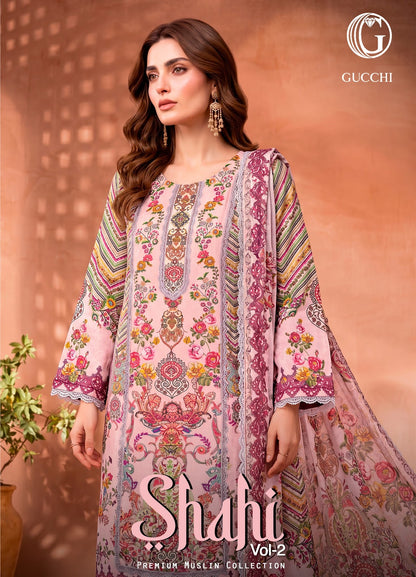 Shahi Vol 2 Gucchi Viscose Muslin Pakistani Readymade Suits Wholesaler Ahmedabad