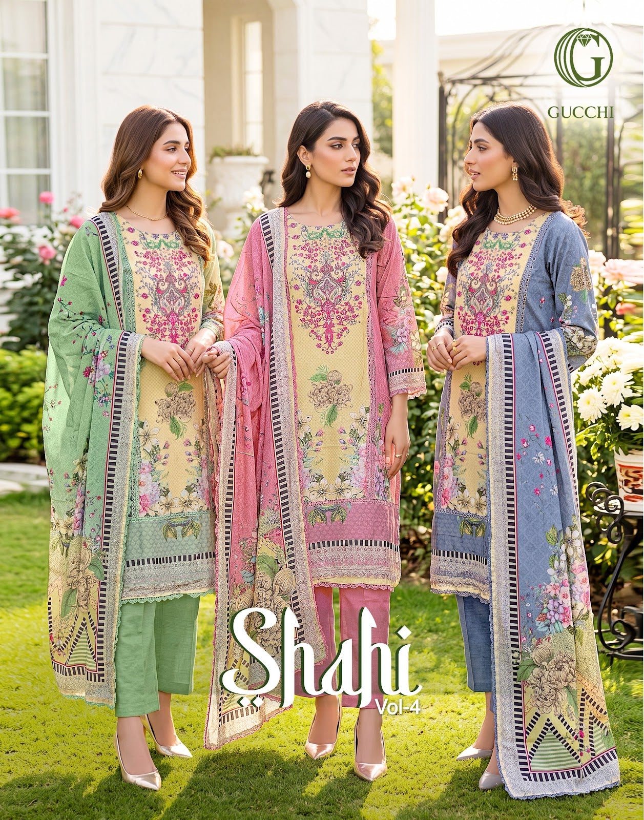 Shahi Vol 4 Gucchi Viscose Muslin Pakistani Readymade Suits Exporter Ahmedabad
