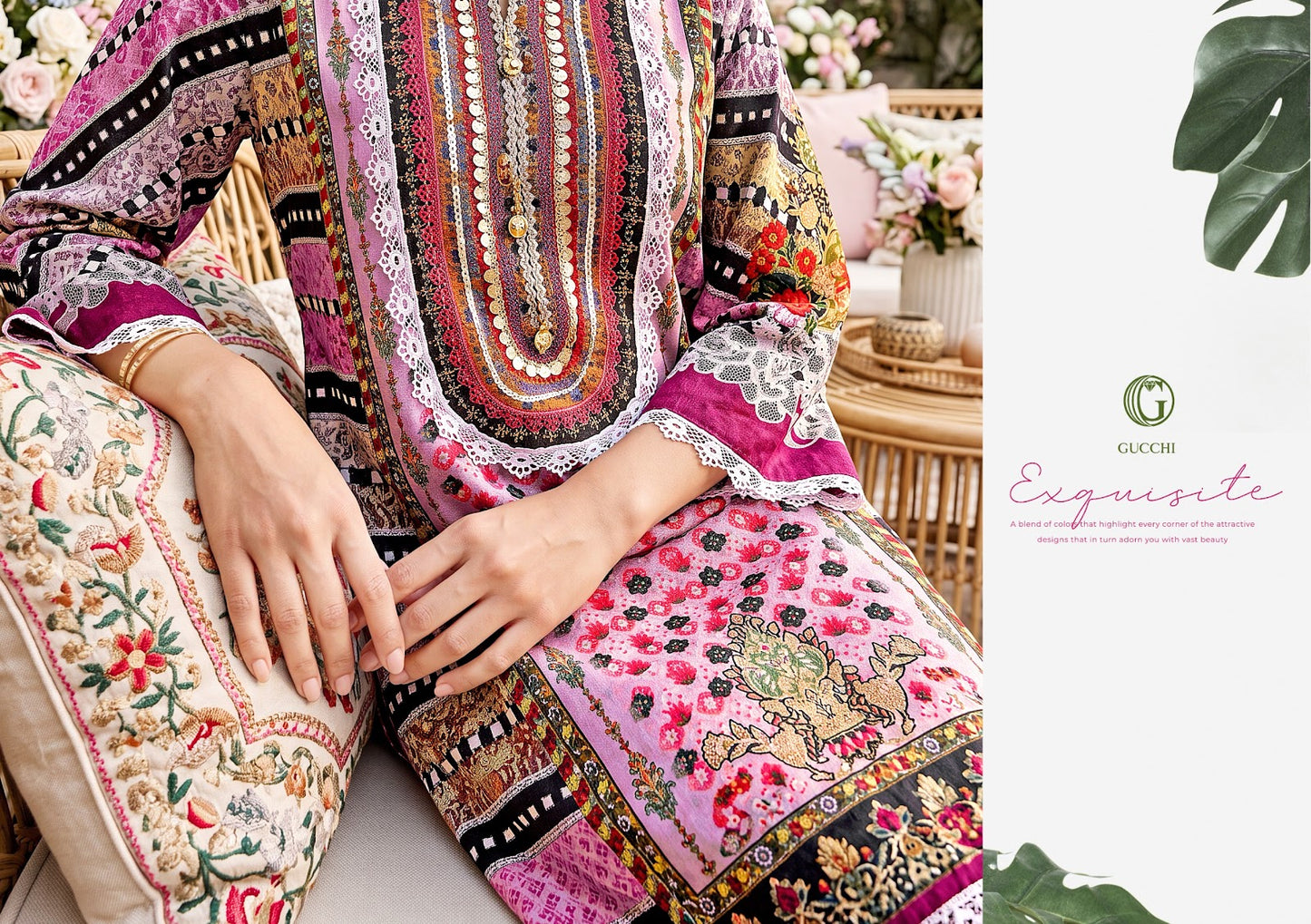 Shahi Vol 5 Gucchi Viscose Muslin Pakistani Readymade Suits Wholesaler Ahmedabad