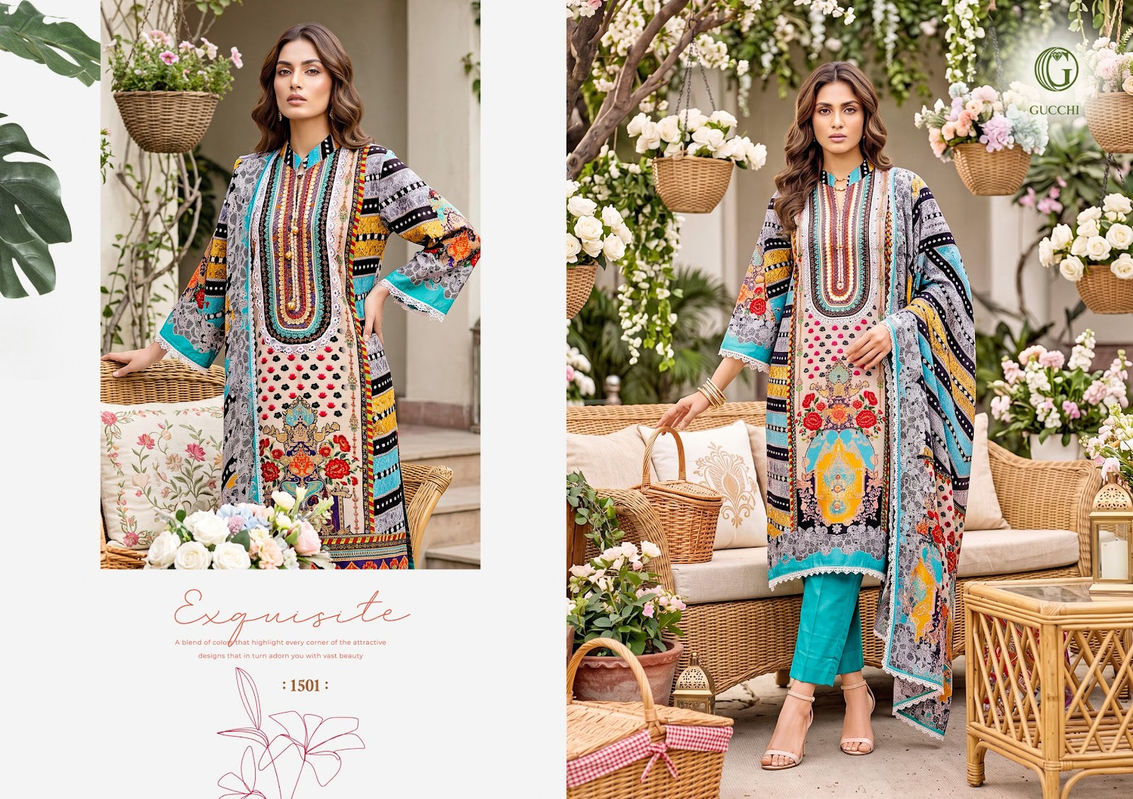 Shahi Vol 5 Gucchi Viscose Muslin Pakistani Readymade Suits Wholesaler Ahmedabad