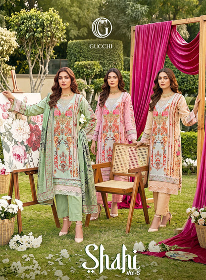 Shahi Vol 6 Gucchi Viscose Muslin Pakistani Readymade Suits Wholesale Price
