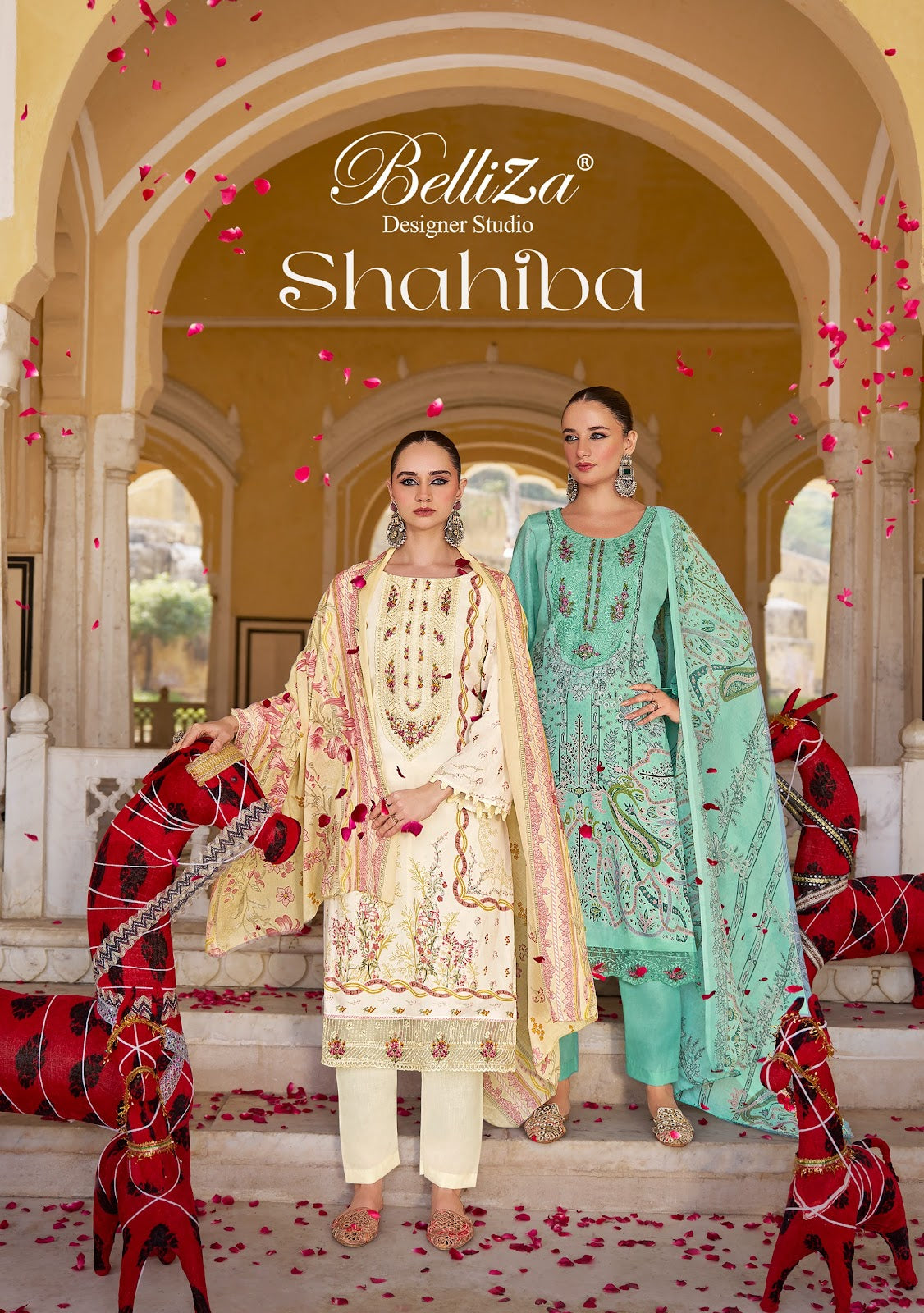 Shahiba Belliza Designer Studio Jam Cotton Karachi Salwar Suits Wholesaler Ahmedabad