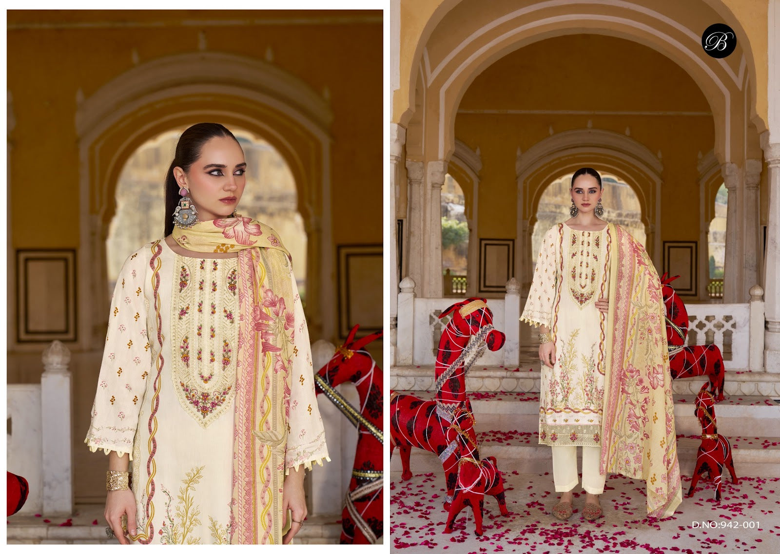 Shahiba Belliza Designer Studio Jam Cotton Karachi Salwar Suits Wholesaler Ahmedabad