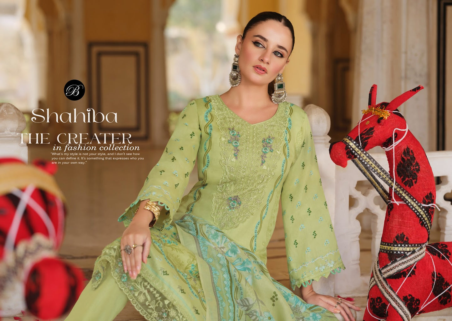 Shahiba Belliza Designer Studio Jam Cotton Karachi Salwar Suits Wholesaler Ahmedabad