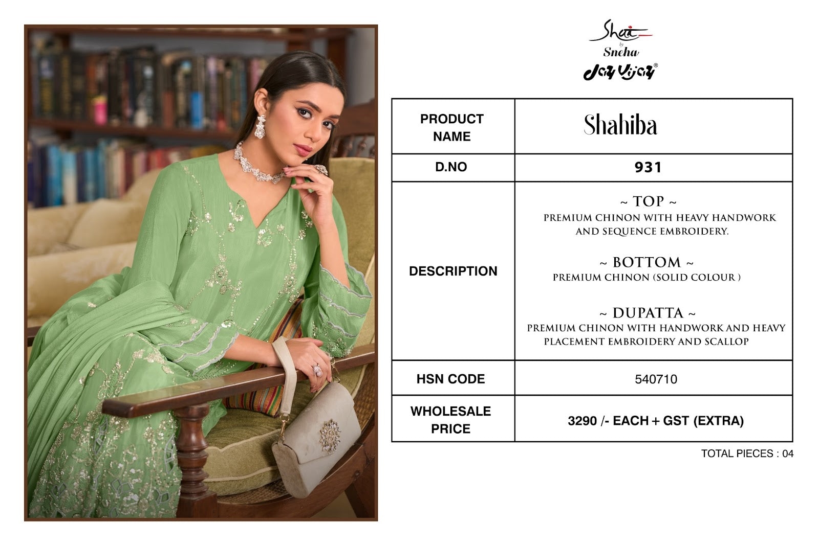 Shahiba Jay Vijay Shai Chinnon Pant Style Suits Wholesale Price