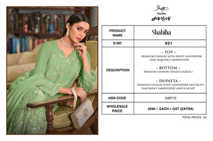 Shahiba Jay Vijay Shai Chinnon Pant Style Suits Wholesale Price