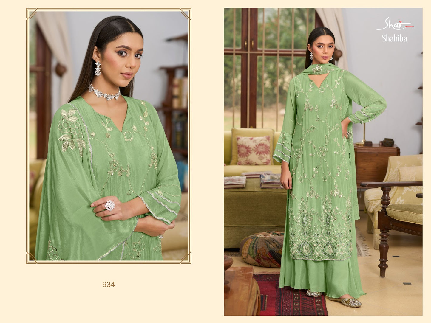 Shahiba Jay Vijay Shai Chinnon Pant Style Suits Wholesale Price