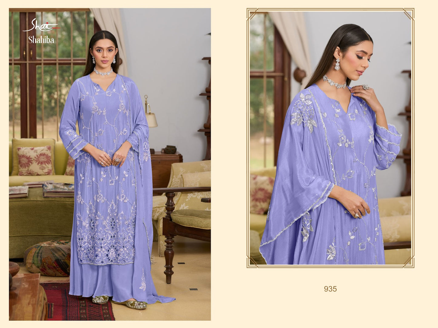 Shahiba Jay Vijay Shai Chinnon Pant Style Suits Wholesale Price