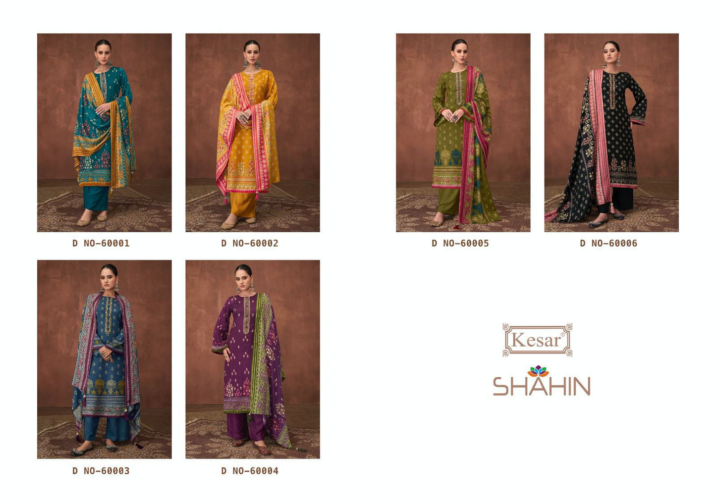Shahin 60001-60006 Kesar Pure Pashmina Suits Exporter Ahmedabad