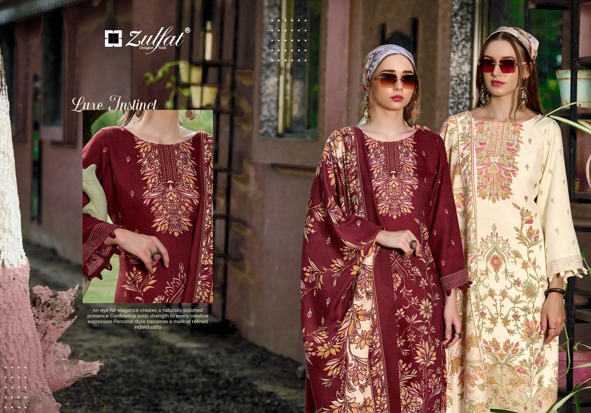 Shahinoor Zulfat Designer Woolen Pashmina Suits Manufacturer Ahmedabad