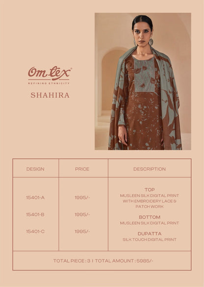 Shahira Omtex Muslin Silk Pant Style Suits Exporter