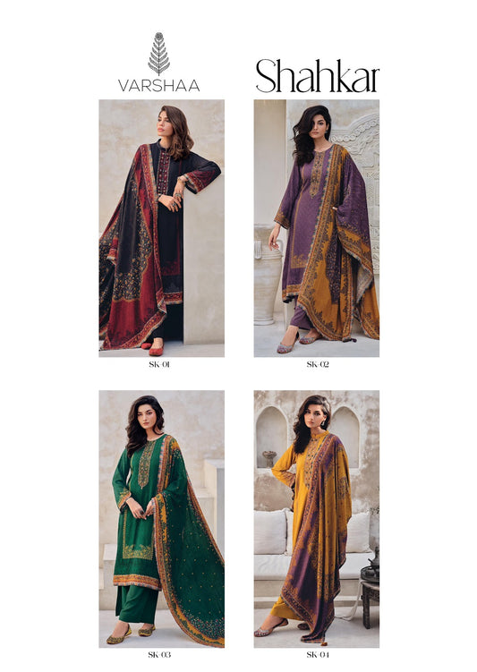 Shahkar Varsha Fashions Viscose Muslin Pant Style Suits Wholesaler