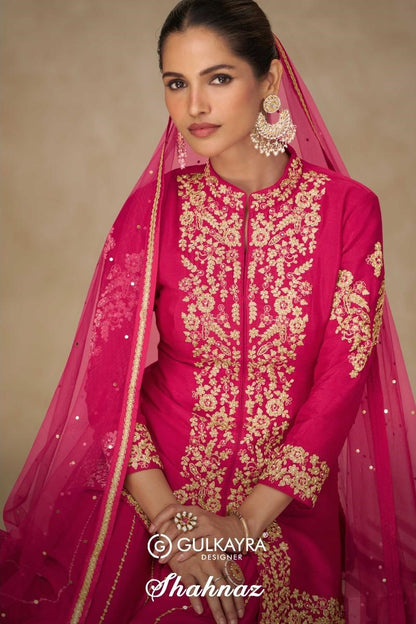 Shahnaz Gulkayra Designer Chinnon Readymade Plazzo Style Suits Exporter Ahmedabad