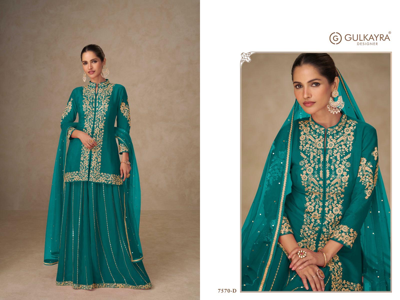 Shahnaz Gulkayra Designer Chinnon Readymade Plazzo Style Suits Exporter Ahmedabad