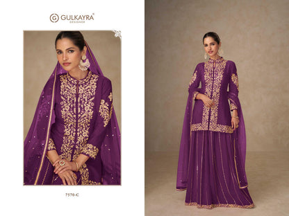 Shahnaz Gulkayra Designer Chinnon Readymade Plazzo Style Suits Exporter Ahmedabad