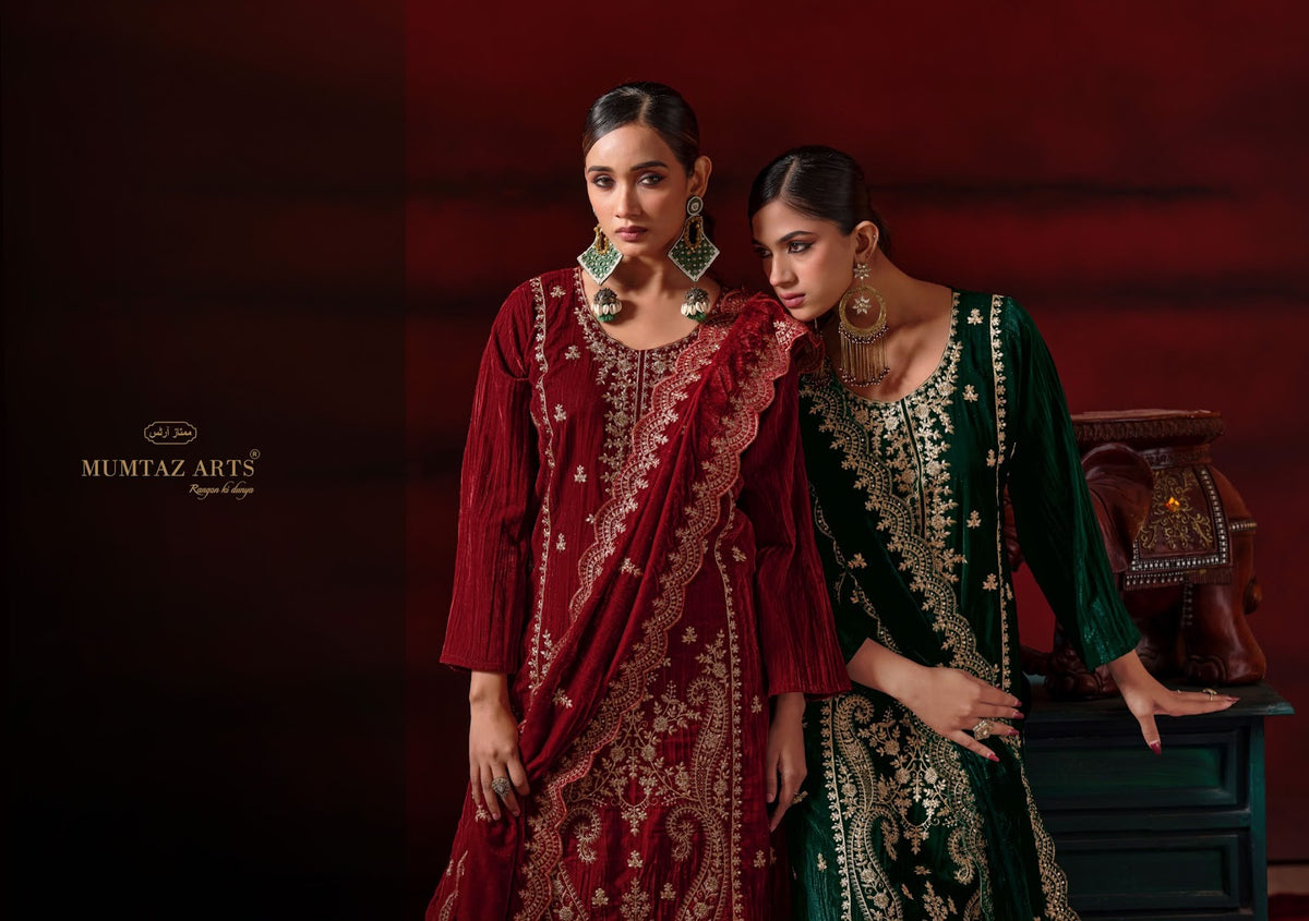 Shahzaadi Mumtaz Arts Crush Velvet Suits Exporter Ahmedabad